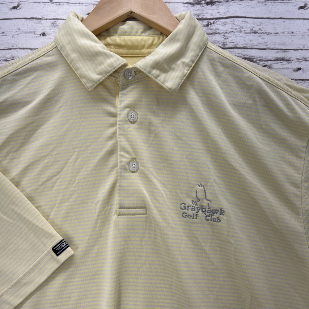 Grayhawk Golf Club Straight Down Scottsdale, AZ Mens M Polo Shirt Yellow Striped